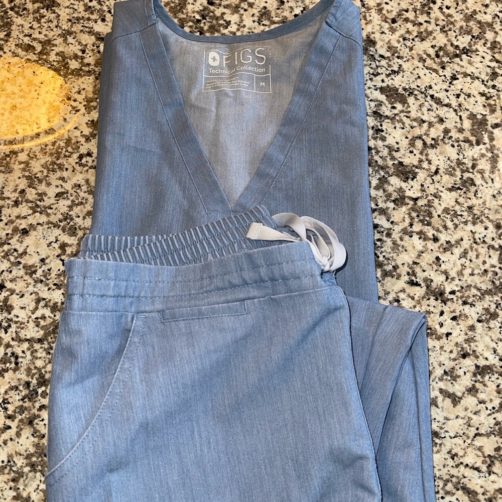 Figs heather denim set
